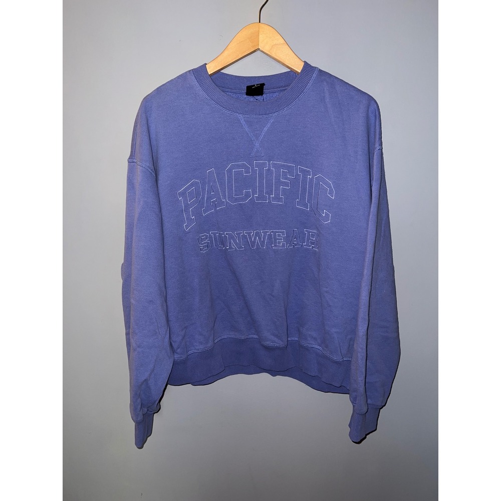 PacSun Pacific Sunwear Periwinkle Blue Embroidered Crewneck Sweatshirt Small